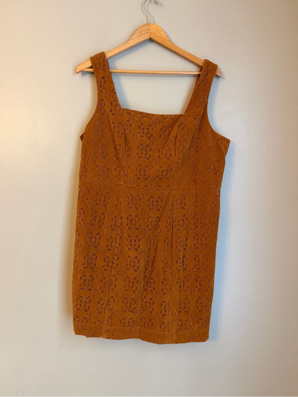 NWT Anthropologie Maeve Faux Suede Shift Mini Dress Size 16W Fall Eyelet Holiday